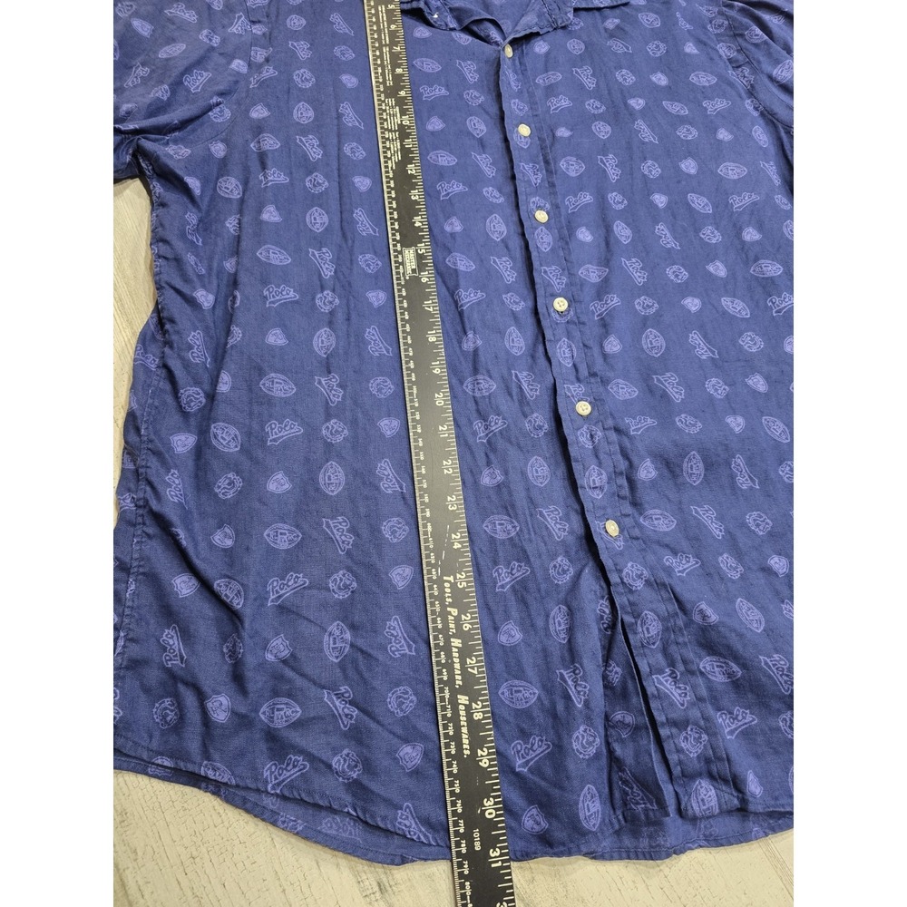 Polo Ralph Lauren Mens XL Navy Blue 100% Linen Crest Logo Short Sleeve Shirt‎ - Picture 6 of 11